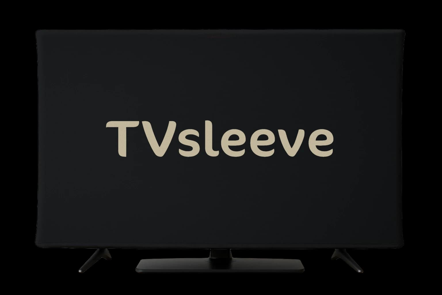 A TV wearing a woven cover printed with the TVsleeve logo
